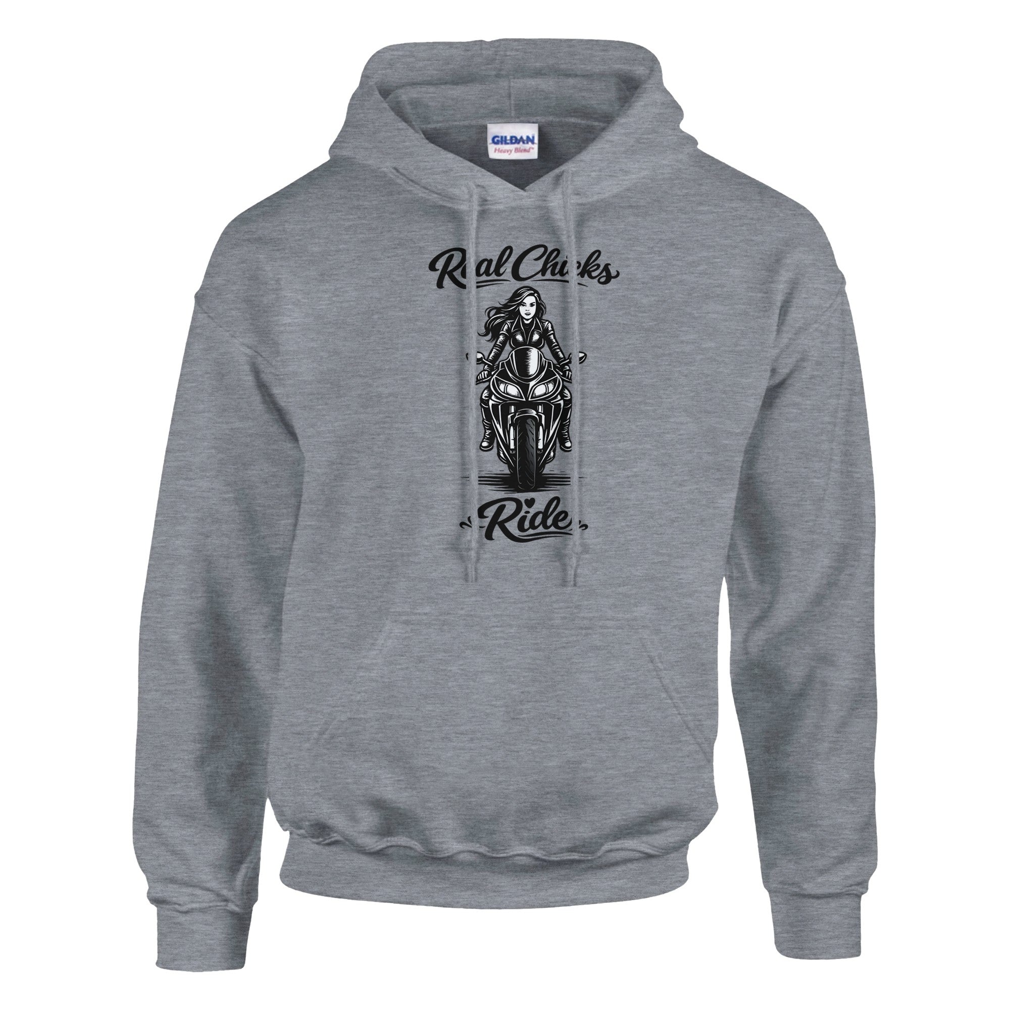 Real Chicks Ride women's motorcycle hoodie in Grey