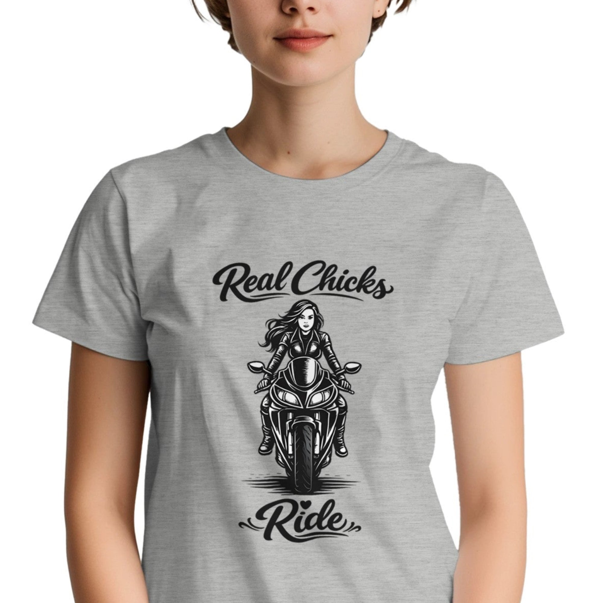 woman real chicks ride motorcycle T-Shirt
